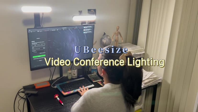 UBeesize Video Conference Lighting, LED Streaming Light for Video Calls, Webcam Light with Adjustable Monitor Mount, Zoom Lighting for Computer, Laptop Ring Light for Video Recording, Double Kit