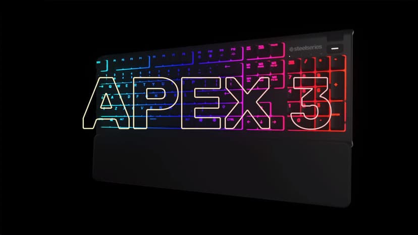 SteelSeries Apex 3 RGB Gaming Keyboard – 10-Zone RGB Illumination – IP32 Water Resistant – Premium Magnetic Wrist Rest (Whisper Quiet Gaming Switch)