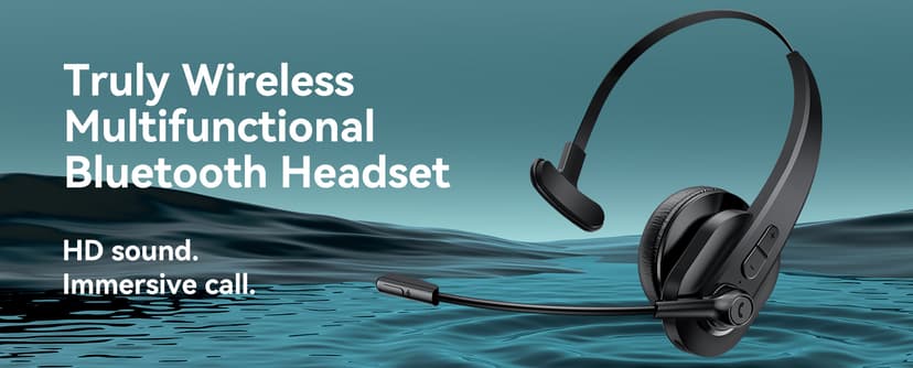Bluetooth Headset with USB Dongle for Computer, Single-Ear Wireless Headset with Noise Cancelling Microphone for Office & Truckers, Bluetooth V5.2 with Mute Button for Work