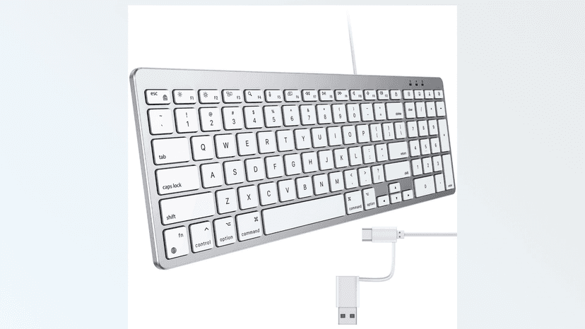 OMOTON Wired Keyboard Compatible with Mac, with Dual Interface (USB and Type-C), Numeric Keypad Compatible with MacBook Pro/Air, iMac, Mac mini/Pro Laptop, Silver