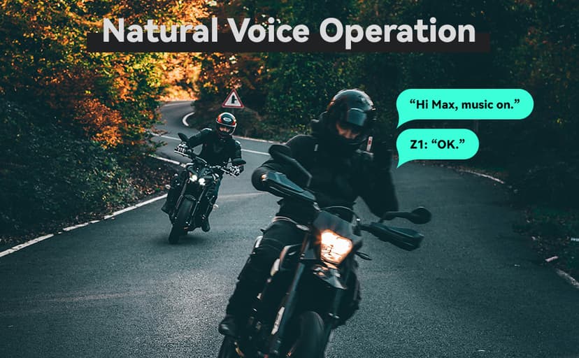 Z1 Motorcycle Intercom - 3-Mode Communication for 10 Riders, Dual-Chip Audio Multitasking, Offline Voice & App Control, Bluetooth Helmet Headset with HiFi Speakers
