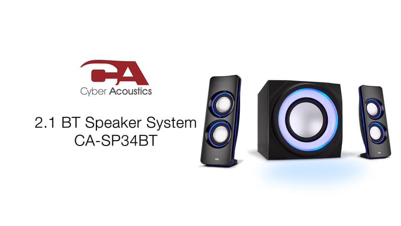 Cyber Acoustics CA-SP34BT Bluetooth Speakers with LED Lights – The Perfect Gaming, Movie, Party, Multimedia 2.1 Subwoofer Speaker System, Black