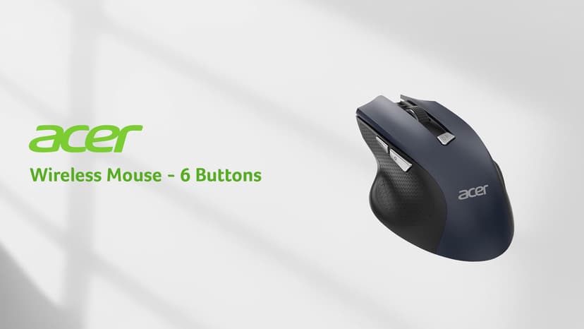 acer Wireless Mouse for Laptop, 2.4GHz Computer Mouse 3 Adjustable DPI Office Cordless USB Mice with USBA Receiver, 6 Buttons, 1600 DPI, Medium to Large Sized Hands Compatible with PC, Laptop, Desktop