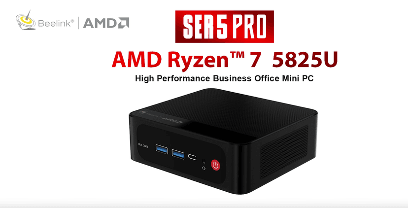 Beelink Mini PC, SER5 Pro 5825U AMD Ryzen 7 (Up to 4.5GHz) 16GB DDR4 500GB PCle 3.0 SSD Mini Desktop Computer, 2.5G LAN, Wifi6/BT5.2,HDMI/DP/Type-c/4K Triple Display Micro PC