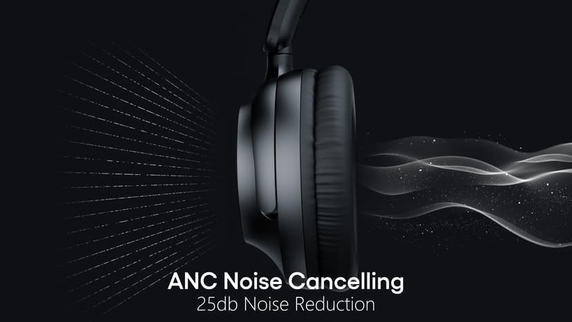 TAGRY Active Noise Cancelling Headphones 100H Playtime Wireless Over Ear Bluetooth Headphones Fast Charging Earphones with Deep Bass Comfort Light Weight Headsets for Travel Home Office PC Black