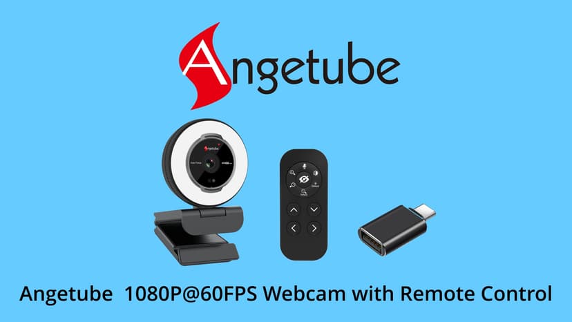 Angetube Streaming Webcam with Microphone: 1080P 60FPS USB Web Cam with Ring Light and Remote Control - HD Web Camera with 5X Digital Zoom Built in Privacy Cover,for PC|Computer|Laptop|Mac|Desktop