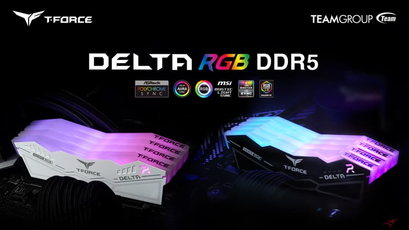 TEAMGROUP T-Force Delta RGB DDR5 Ram 32GB (2x16GB) 6400MHz PC5-51200 CL32 Desktop Memory Module Ram for 600 700 Series Chipset XMP 3.0 Ready White FF4D532G6400HC32ADC01