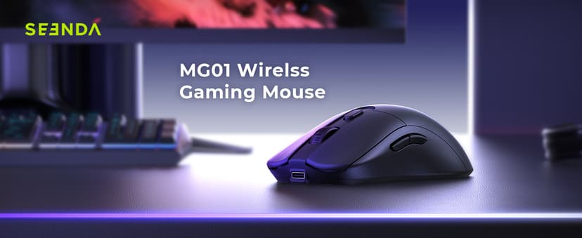 seenda Wireless Gaming Mouse, USB C Mouse, Web-Based Driver, 18000 DPI, 67g Lightweight, 6 Programmable Buttons, Type-C Rechargeable Mouse Gamer for PC/Laptop/Mac - Black