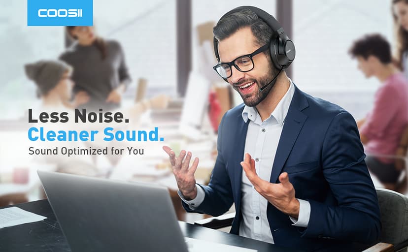 H300 Wireless Headphones Bluetooth with Microphone, Over Ear Headsets with USB Dongle & Mute, Environmental Noise Cancelling Retractable Mic for Work Office Meeting Laptop Computer (Black)