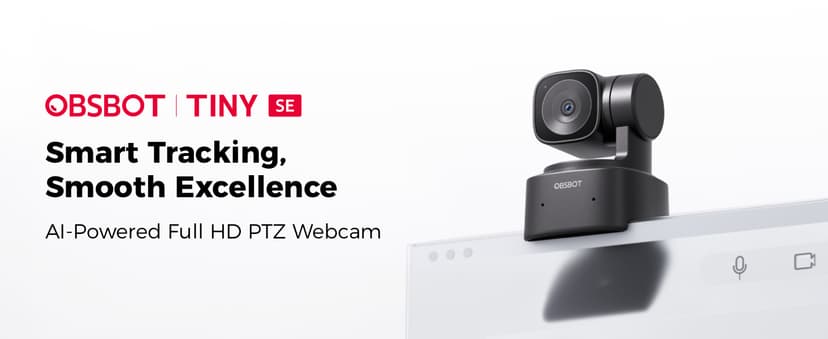 OBSBOT Tiny SE 1080P 100FPS Webcam for PC, AI Tracking PTZ Streaming Camera with 1/2.8" Sensor, Gesture Control, Dual ISO, Staggered HDR, Web Camera for Desktop Computer, Laptop, Meeting, Video Calls