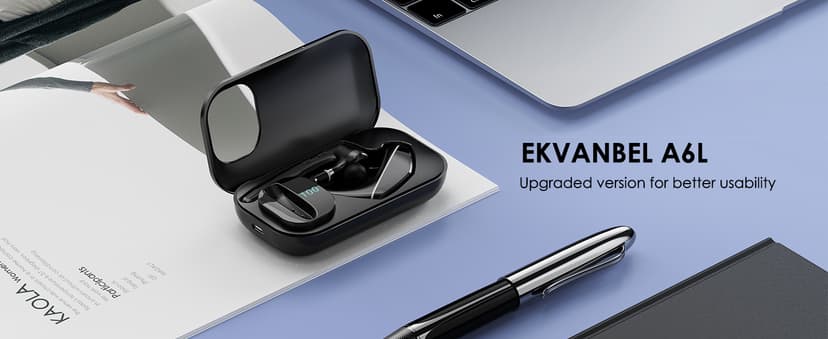 Bluetooth Headset V5.3, Wireless Earpiece with 1000mAh Charging Case, 96H Talktime, Hands Free Noise Canceling Headphones with Dual-Mic for Computer Cell Phones Trucker Home Office Work