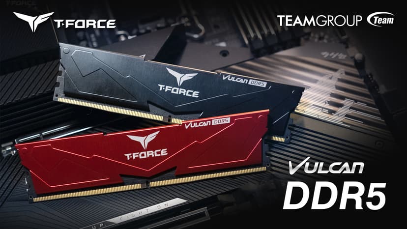 TEAMGROUP T-Force Vulcan DDR5 32GB (2x16GB) 6000MHz (PC5-48000) CL38 Intel XMP 3.0 & AMD Expo Compatible Desktop Memory Module Ram Red FLRD532G6000HC38ADC01