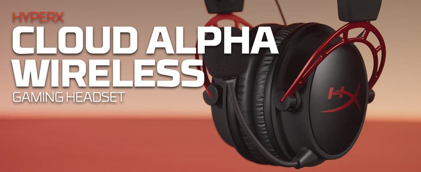 HyperX Cloud Alpha Wireless - Gaming Headset for PC, 300-hour battery life, DTS Headphone:X Spatial Audio, Memory foam, Dual Chamber Drivers, Noise-canceling mic, Durable aluminum frame,Red