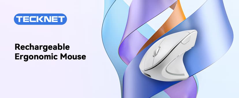 TECKNET Ergonomic Mouse, Rechargeable Vertical Ergo Mouse Wireless 800-4800 Levels 5 Adjustable DPI, Silent 2.4GHz Optical Carpal Tunnel Mouse for Right Hand, USB Wireless Mice for Laptop, PC