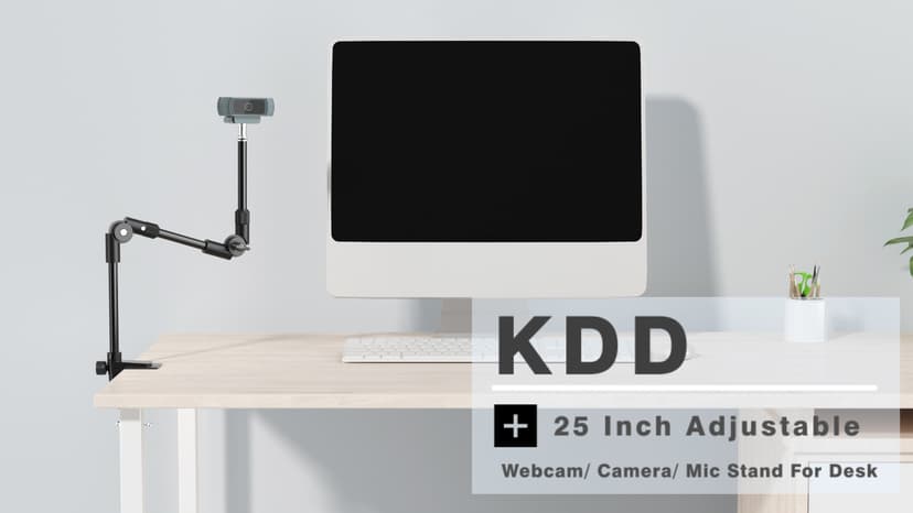 Webcam Stand Camera Mount with Phone Holder & 5/8" Screw, 22in Flexible Projector Stand Gooseneck Desk Mic Stand for Logitech C922 C930e C920 C615 C960 Brio 4K, GoPro, Blue Yeti Snowball Ice