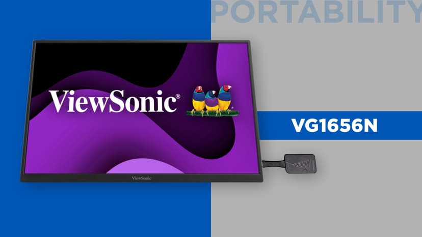 ViewSonic VG1656N 16 Inch 1200p IPS Wireless Portable Monitor with 2 Way Powered 60W USB C, Built-in 4000 mAh Battery and Stand with Smart Cover