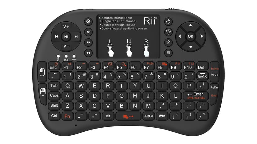 Rii 2.4GHz Mini Wireless Keyboard with Touchpad＆QWERTY Keyboard, Backlit Portable with Remote Control for Laptop/PC/Tablets/Windows/Mac/TV/Xbox/PS3/Raspberry Pi .(Black)