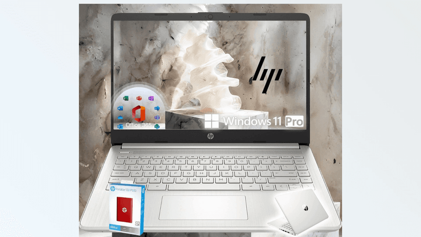 HP 14 Ultrabook • Intel 4-Core CPU • Back to School Limited Edition with Microsoft 365 • 16GB RAM • 1.6TB Storage (128GB OnBoard withHP 512GB P500 Portable SSD + 1TB OneDrive) • Win11 Pro • Silver