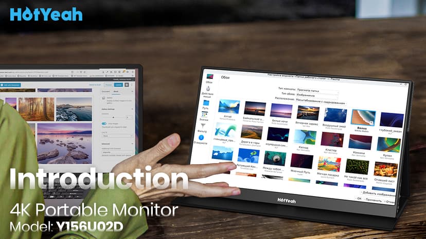 HotYeah Portable Monitor 4K, 15.6'' 3840x2160 UHD USB-C HDMI Laptop Monitor, 100% Adobe RGB HDR FreeSync External Computer Display, Travel 2nd Screen with Speakers & Smart Cover & VESA