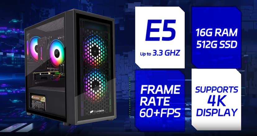 STGAubron Gaming PC Computer Desktop, RX 550 4GB, Intel i7 Xeon E5, 16GB DDR4, 512GB SSD, WiFi, BT 5.0, RGB Fan x3, Windows 10 Home, Gaming Computer Tower for Gamer,Streaming