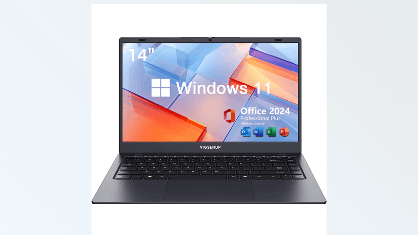 Laptop with MS Office Pro Plus 2024, 14 inch HD Display Laptop Computer, Quad-Core N5095 Up to 2.9 GHz, 8GB RAM 128GB SSD Laptops, 2.4G/5G WiFi, BT 5.0, USB 3.0, Webcam, Long Battery Life