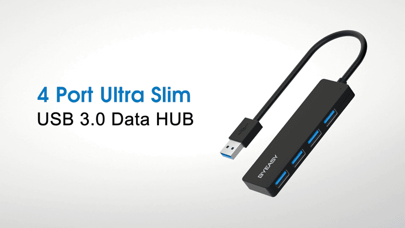 BYEASY USB Hub, Multiple USB 3.0 Hub, USBA Splitter for Laptop with Type C Power Port, Extender for Mouse, Keyboard, Flash Drive, U Disk, Printer Compatible with A Port Laptop, PC, Desktop and More