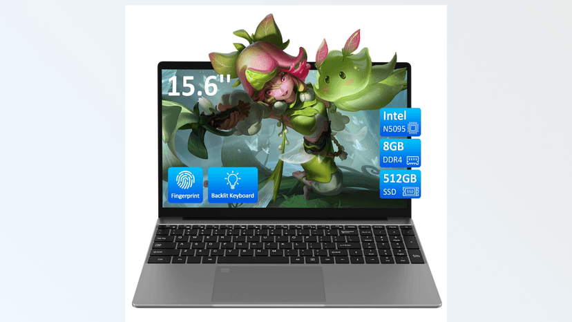 15.6'' Laptop Computer,1080P FHD Display,8GB RAM,512GB SSD, Intel N5095 CPU Business Laptop,Numeric Keypad,Backlit Keyboard,Fingerprint Unlock,SD Card Reader,Webcam, 5GWiFi, HDMI,Silver