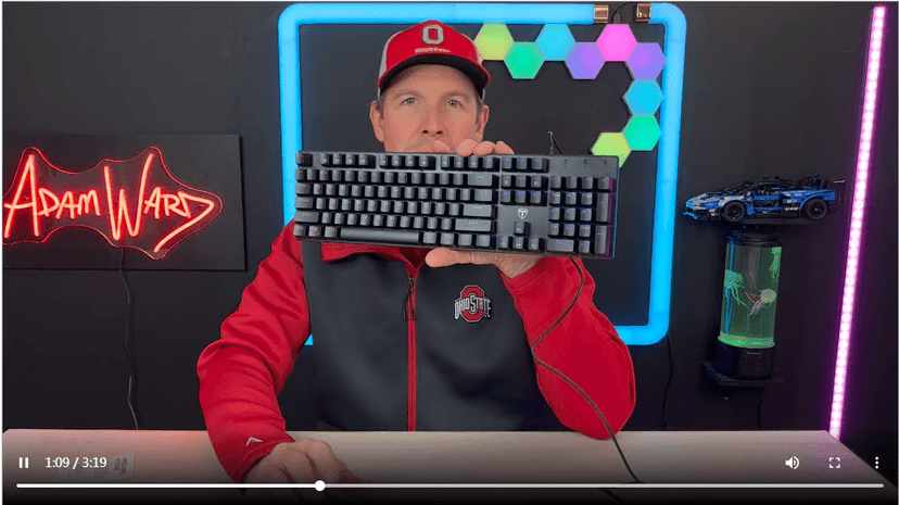 RisoPhy Mechanical Gaming Keyboard, RGB 104 Keys Ultra-Slim LED Backlit USB Wired Keyboard with Blue Switch, Durable Abs Keycaps/Anti-Ghosting/Spill-Resistant Computer Keyboard for PC Mac Xbox Gamer