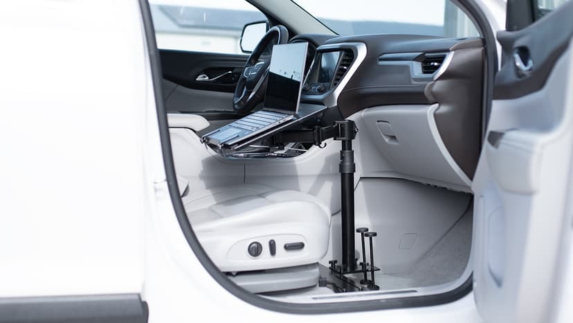 VIVO Single Laptop Car Mount, Fully Adjustable Extension, Notebook Stand for Trucks, Vans, and SUVs, Articulation and Height Adjustment, Black, MOUNT-CAR01