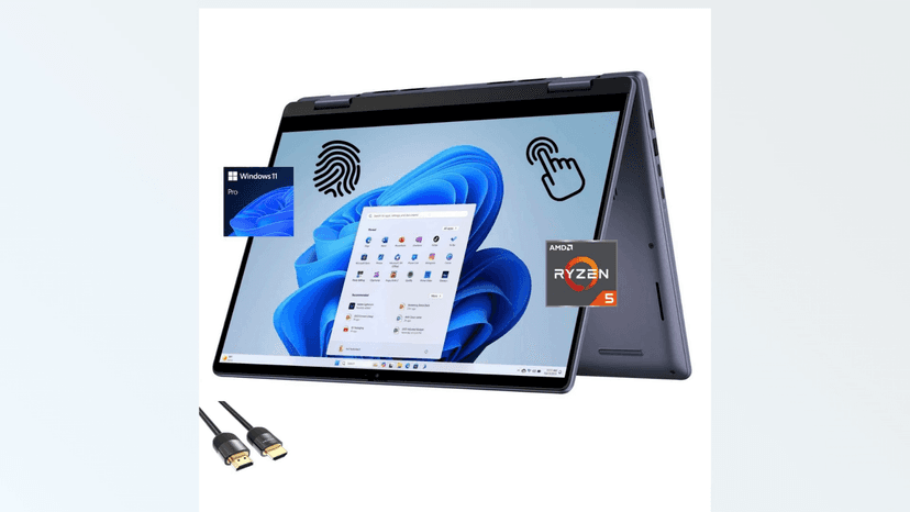 Dell Inspiron 14 2-in-1 Laptop, 14" FHD TouchScreen Display, AMD Ryzen 5-8640HS(Up to 4.9Hz), 16GB DDR5, 1TB PCIe SSD, Backlit KB, FP Reader, SD Card Reader, WiFi 6E, HDMI, USB-C, PDG HDMI, Win 11 Pro