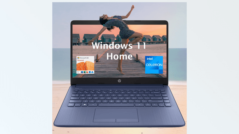 HP Portable Laptop (Include 1 Year Microsoft 365), 14’’ HD Display, 16GB RAM, 64GB eMMC, Intel Quad-Core N4120, Student and Business, Webcam, HDMI, Wi-Fi, RJ-45, Windows 11 Home, Grayish Blue