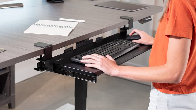 VIVO Large Keyboard Tray Under Desk Pull Out with Extra Sturdy C Clamp Mount System, 27 (33 Including Clamps) x 11 Inch Slide-Out Platform Computer Drawer for Typing, Black, MOUNT-KB05E