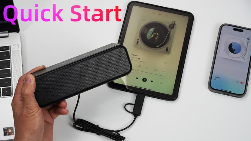 Computer Speakers for Desktop PC Laptop, Wired, USB Plug-in, External Speakers for Monitor, Small Computer Sound bar for PC, Loud Speaker with Deep Bass, Touch Control, Built-in USB-C to USB Adapter