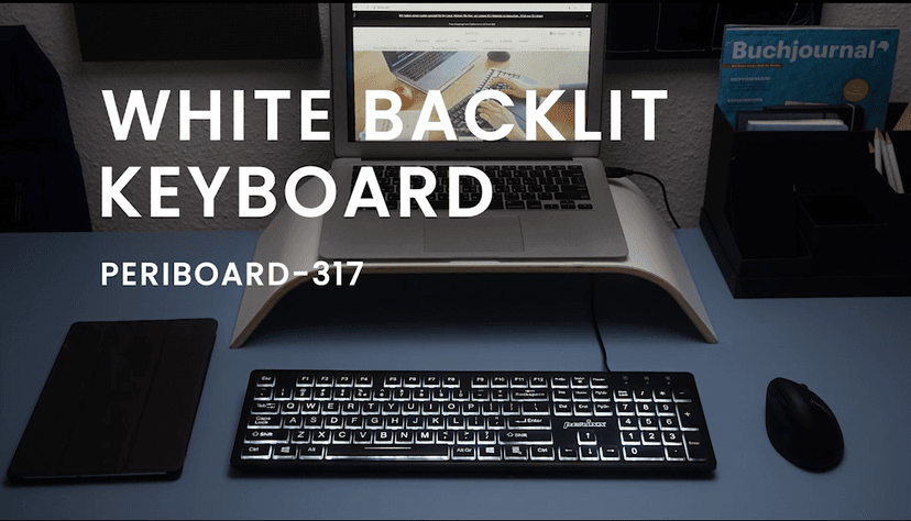 Perixx PERIBOARD-317 Wired Backlit USB Keyboard, Big Print Letter with White Illuminated LED, US English Layout,Black