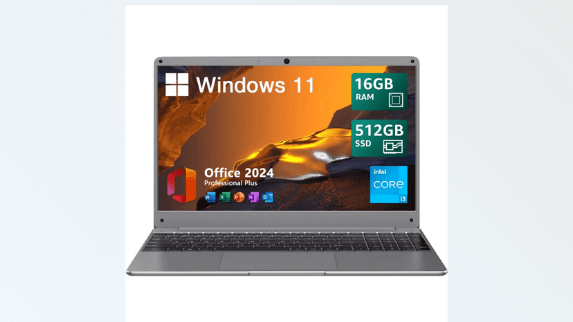 15.6" Windows 11 Laptop, Intel Core i3-5005U, 16GB RAM, 512GB SSD, FHD IPS Display, 2.4G/5G WiFi, BT5.0, RJ45, Webcam, Long Battery Life - for Work, Study, and Entertainment