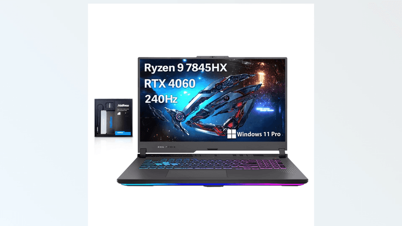 ASUS ROG Strix G17 17.3" QHD 240Hz Gaming Laptop, AMD Ryzen 9-7845HX, 64GB DDR5, 4TB PCIe SSD, NVIDIA GeForce RTX 4060, RGB Backlit Keyboard, Win 11 Pro, Gray, 128GB Hotface Extension Set