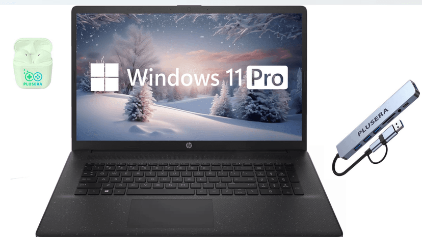 HP 17.3" Business Laptop Computer, 10-Core Intel Core i5, Windows 11 Pro Laptop with Microsoft Office Lifetime Suite, PLUSERA Earphones, Black (Intel Core i5, 64GB RAM | 2.2TB Storage)