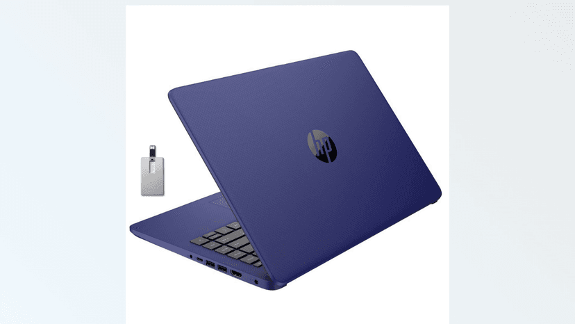 HP Premium Stream 14" HD BrightView Laptop, Intel Celeron N4120, 16GB RAM, 64GB eMMC Storage, HD Webcam, UHD Graphics, 1 Year Office 365, Bluetooth, WiFi, HDMI, Win 11s, Blue, 32GB Hotface USB Card