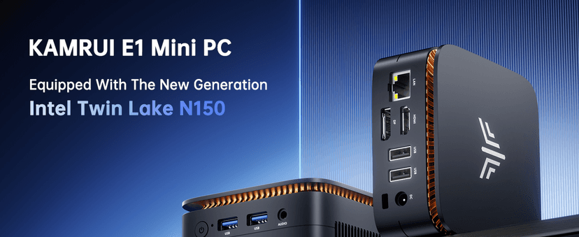 KAMRUI E1 Mini PC, Desktop Computer N150(up to 3.6GHz) Mini Computers 16GB RAM 256GB SSD Micro PC, Mini Tower Desktop PC Support 4K HDMI, Dual WiFi, BT4.2 for Business Home Office