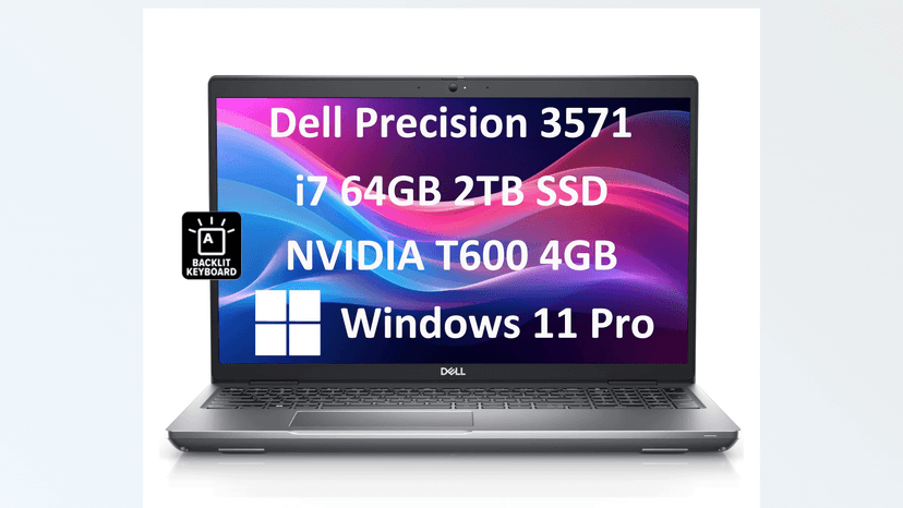Dell Mobile Workstation 3571 3000 (15.6" FHD, Intel 14-Core i7-12800H, 64GB DDR5 RAM, 2TB SSD, NVIDIA T600) Business Laptop, Backlit Keybaord, Webcam, Ethernet, Wi-Fi 6E, Win 11 Pro, Gray