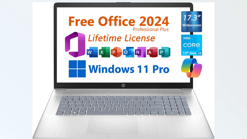 HP 17.3" Business Laptop, Free Microsoft Office 2024, Copilot AI Chat, Non-Touch Widescreen FHD Display, Intel 6-Core i3-1215U Upto 4.4 GHz, 16GB RAM, 1TB SSD, 6 Hours Battery, Windows 11 Pro
