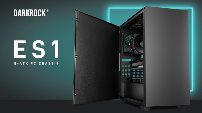 DARKROCK ES1 Silence Edition Black E-ATX PC Case - Noise-Reducing Material Side Panels,3 x Pre-Installed Non-RGB Fans with Fan Ducts,Magnetic Dust Filters,Type-C Ready.