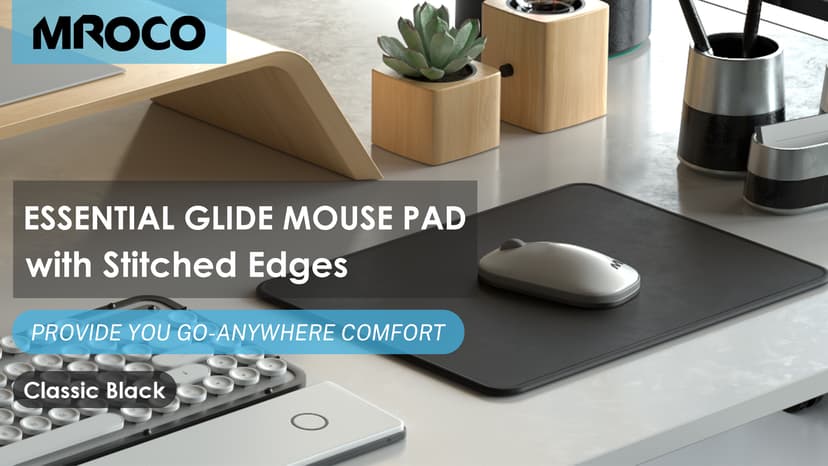 MROCO Mouse Pad [30% Larger] with Stitched Edges, 3 Pack Premium-Textured & Waterproof Mousepad Bulk with Non-Slip Rubber Base for Computers, Laptop, PC, Office & Home, 8.5 x 11 x 0.12 in, Black