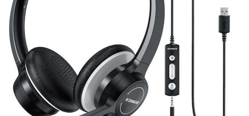 USB Headset with Microphone, 3.5mm Wired Computer Headsets with Noise Cancelling Microphone, Stereo Headphones with MIC for PC, in Line Controls, Work Headset for Skype Zoom Tablet Laptop
