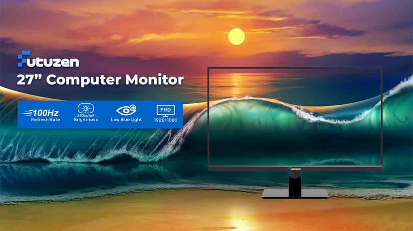 27 inch 1920x1080 100Hz Ultra Thin Computer Monitor with HDMI VGA, IPS Anti Glare Screen Work PC Monitor with Eye Care VESA Mountable Low Blue Light Wide Viewing Angle, 3 Yr WRNTY