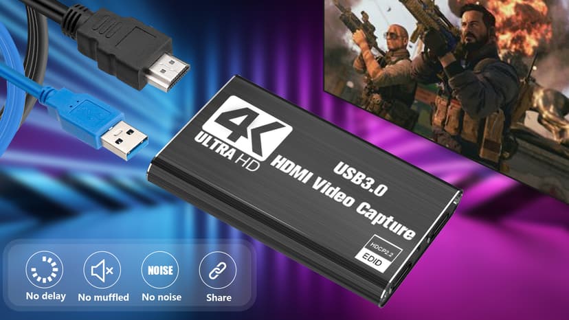 Capture Card Nintendo Switch, Video Capture Card, Game Capture Cards 4K 1080P 60FPS, HDMI to USB 3.0 Capture Cards for Streaming Work with PS4/PC/OBS/Camera