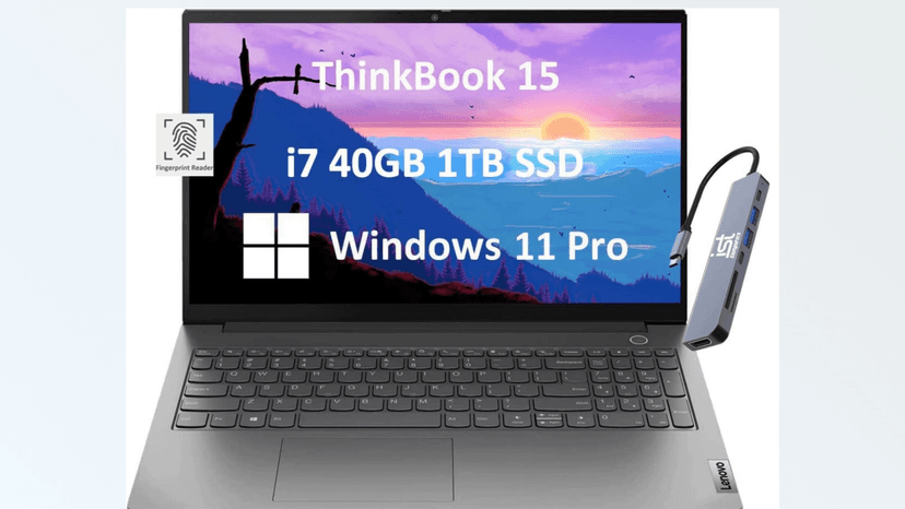 Lenovo ThinkBook 15 Gen 4 Business Laptop (15.6" FHD Anti-Glare, Intel 10-Core i7-1255U, 40GB RAM, 1TB SSD), 1080p Webcam, Fingerprint, Thunderbolt 4, Ethernet, Wi-Fi 6, Win 11 Pro w/Copilot, Grey