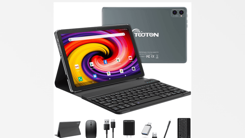 2025 Tablet 10.1 Inch 2 in 1 Android Tablet with keyboard Octa-Core 8(4+4 Virtual)+128GB Storage 1TB Expandable, 13+8MP Camera, Latest Tablets PC with Case Mouse Stylus Support 5G WiFi, IPS FHD Screen