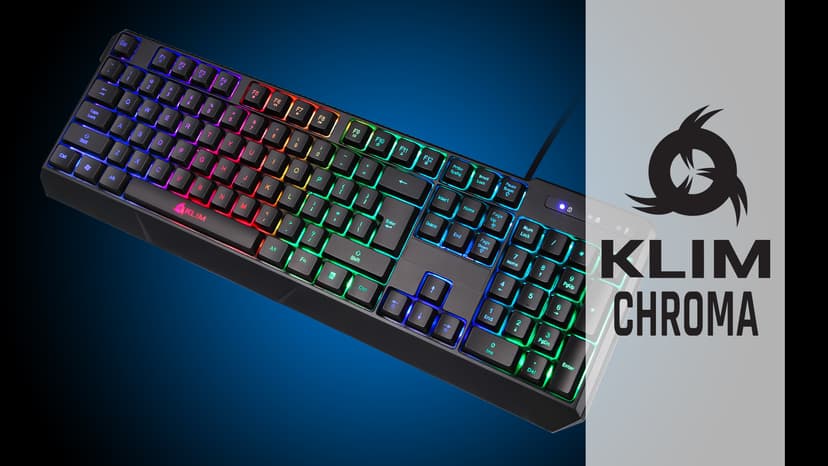 KLIM Chroma Gaming Keyboard Wired USB - New - Durable Ergonomic Waterproof Silent Backlit - Ideal for Gaming and Office - Teclado Gamer - 2 ms Response Time - PC Laptop Mac PS4 PS5 - Black