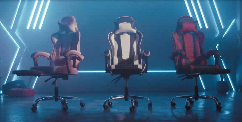 Yaheetech Gaming Chair, Video Game Chair with Massage Lumbar Support and Footrest Height Adjustable Ergonomic Computer Gaming Chair with Swivel Seat and Headrest, Black/White